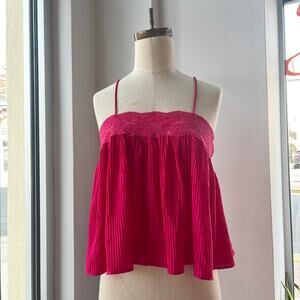 1950s Val Mode Lingerie Hot Pink/Fuchsia Pleated Tank Size Medium